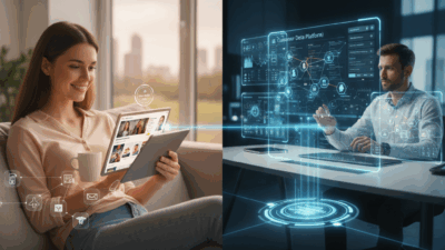 An image that shows the cdp experience for 2 types of users